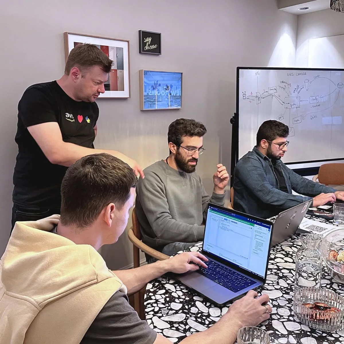 AWS Lambda drawn on the whiteboard before anyone types it